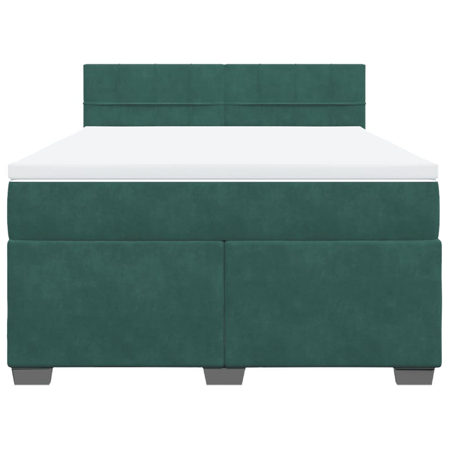 Boxspring met matras fluweel donkergroen 140x190 cm
