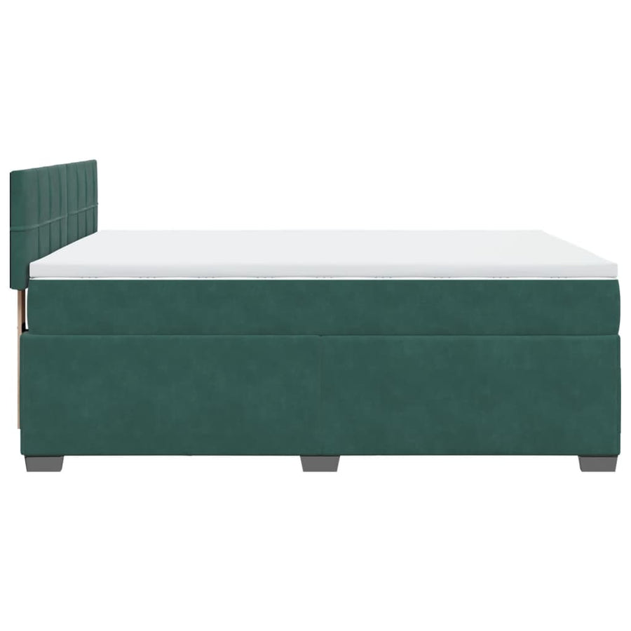 Boxspring met matras fluweel donkergroen 140x190 cm