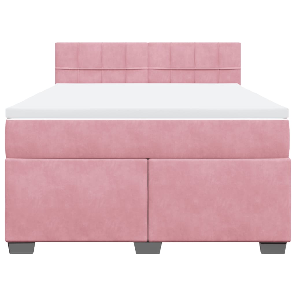 Boxspring met matras fluweel roze 140x190 cm