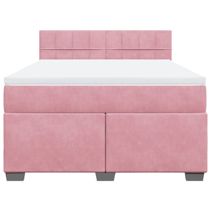Boxspring met matras fluweel roze 140x190 cm