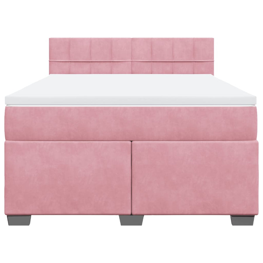 Boxspring met matras fluweel roze 140x190 cm