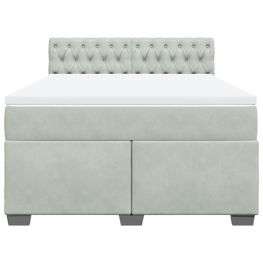 Boxspring met matras fluweel lichtgrijs 140x190 cm