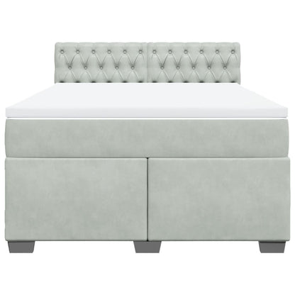 Boxspring met matras fluweel lichtgrijs 140x190 cm
