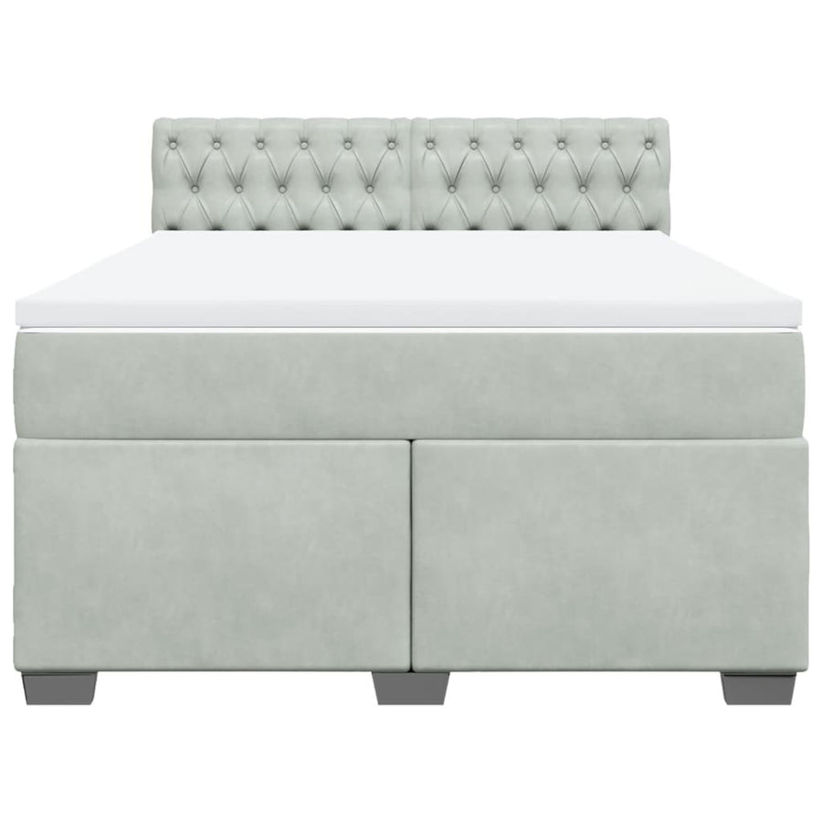 Boxspring met matras fluweel lichtgrijs 140x190 cm