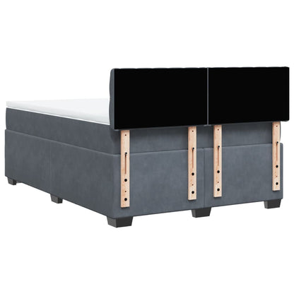 Boxspring met matras fluweel donkergrijs 140x190 cm
