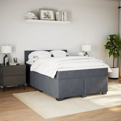Boxspring met matras fluweel donkergrijs 140x190 cm