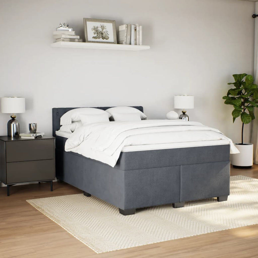 Boxspring met matras fluweel donkergrijs 140x190 cm
