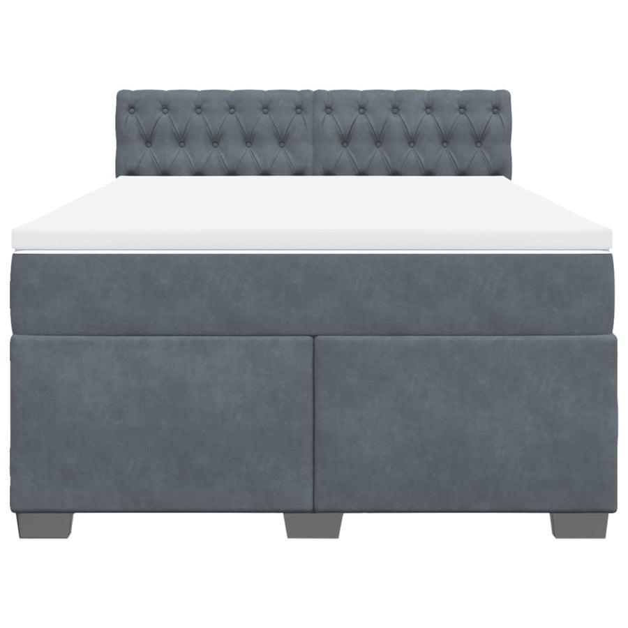 Boxspring met matras fluweel donkergrijs 140x190 cm