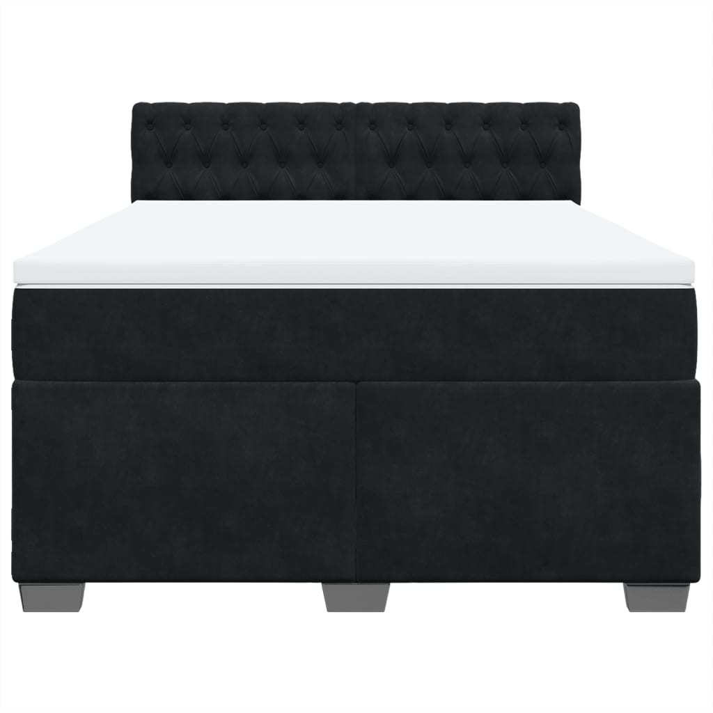 Boxspring met matras fluweel zwart 140x190 cm
