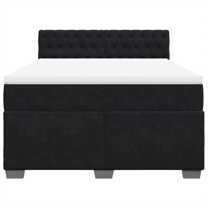 Boxspring met matras fluweel zwart 140x190 cm