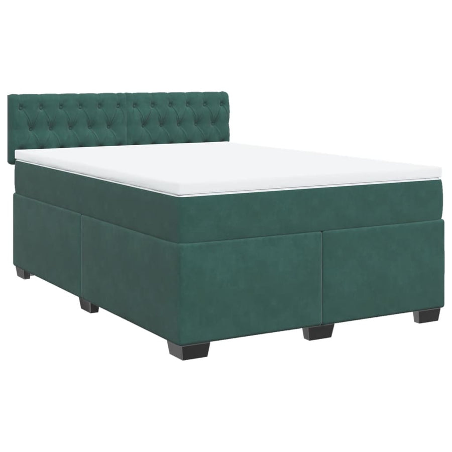 Boxspring met matras fluweel donkergroen 140x190 cm