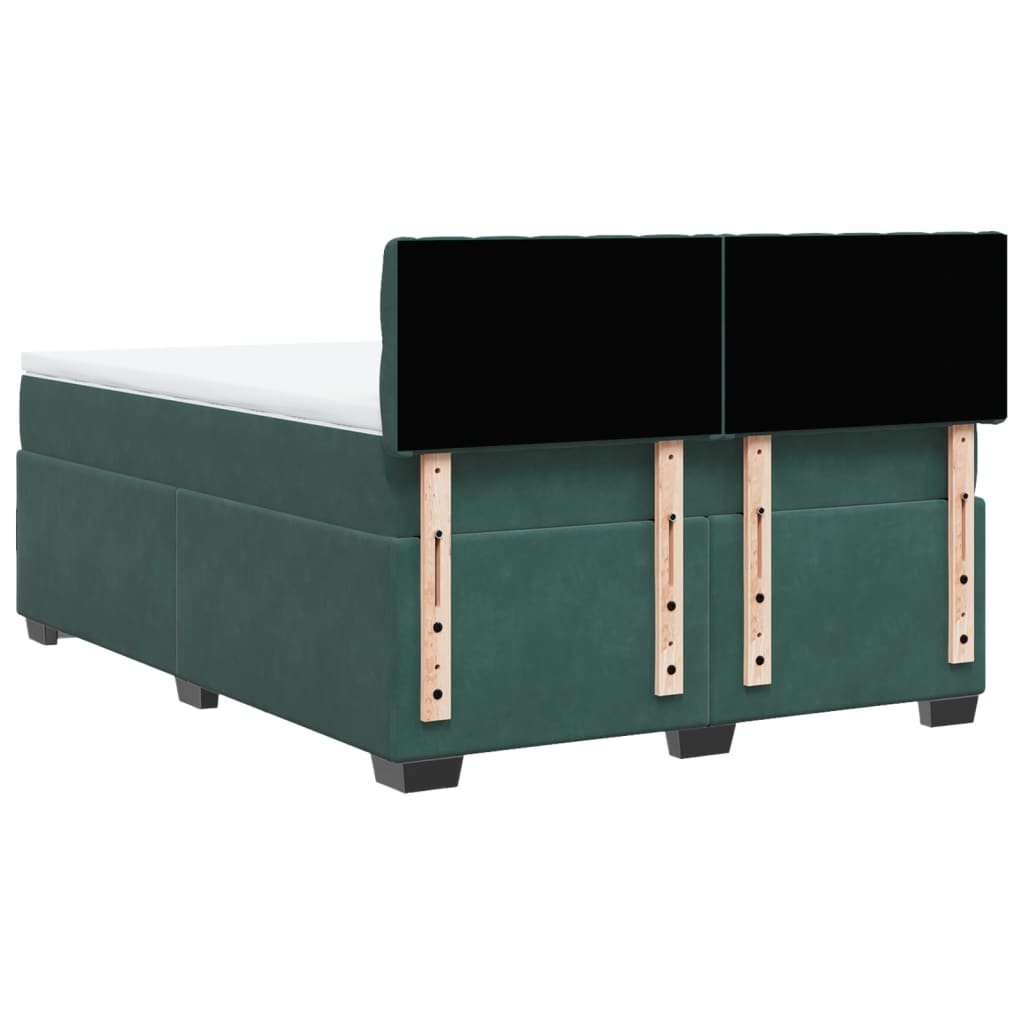 Boxspring met matras fluweel donkergroen 140x190 cm