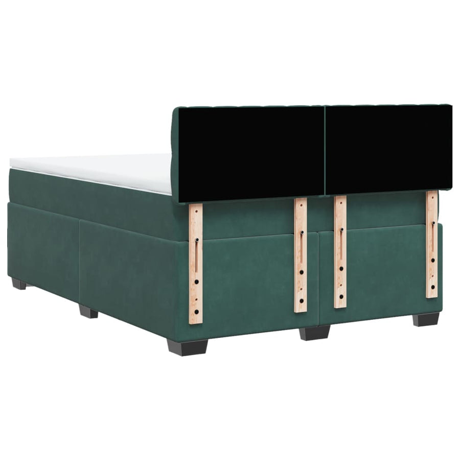 Boxspring met matras fluweel donkergroen 140x190 cm