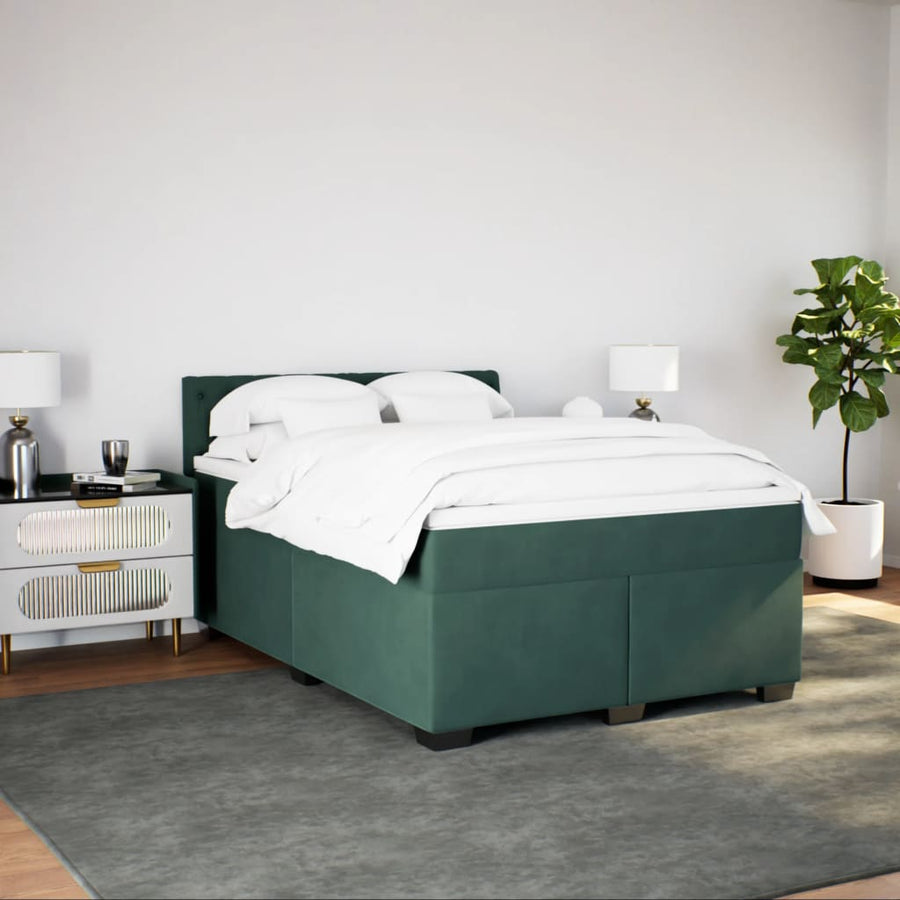 Boxspring met matras fluweel donkergroen 140x190 cm