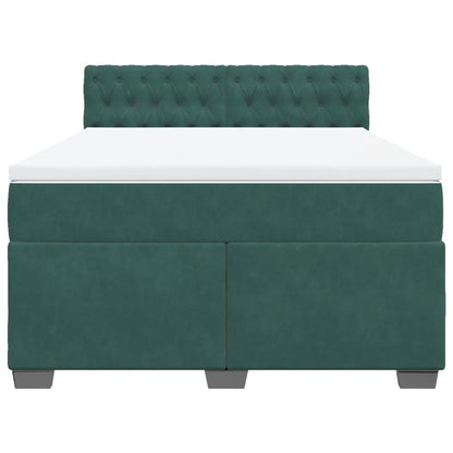 Boxspring met matras fluweel donkergroen 140x190 cm