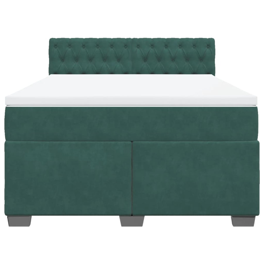 Boxspring met matras fluweel donkergroen 140x190 cm