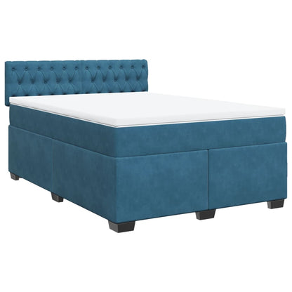 Boxspring met matras fluweel blauw 140x190 cm