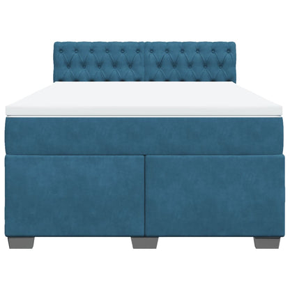 Boxspring met matras fluweel blauw 140x190 cm