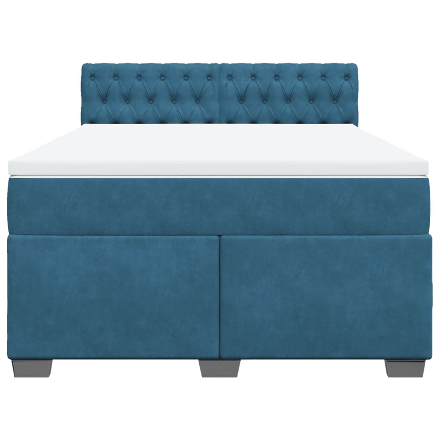 Boxspring met matras fluweel blauw 140x190 cm