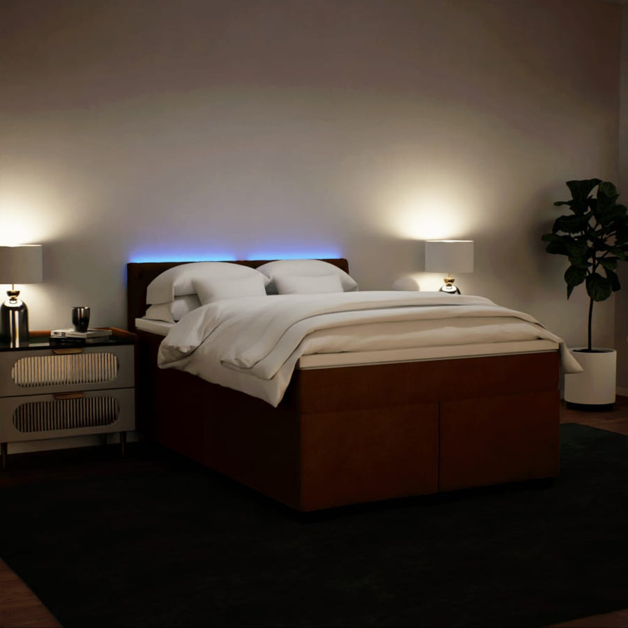 Boxspring met matras fluweel roze 140x190 cm
