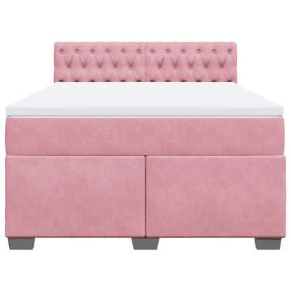 Boxspring met matras fluweel roze 140x190 cm
