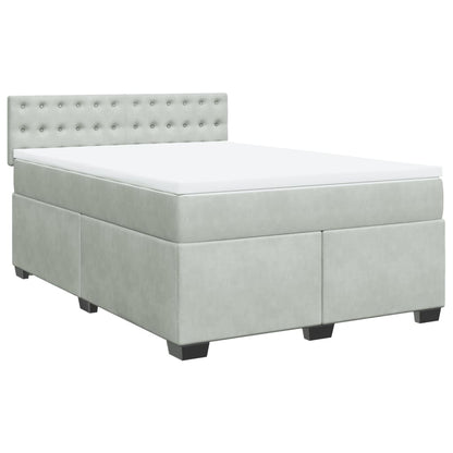 Boxspring met matras fluweel lichtgrijs 140x190 cm