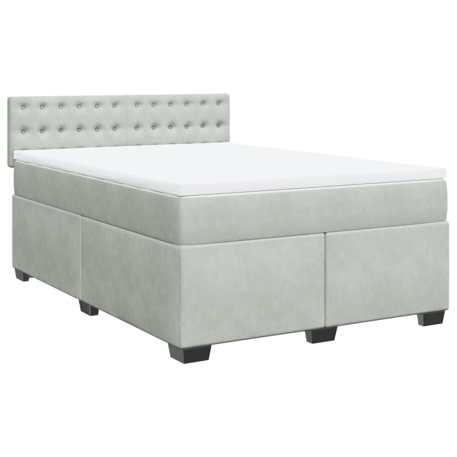 Boxspring met matras fluweel lichtgrijs 140x190 cm
