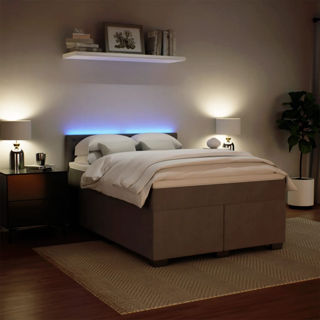 Boxspring met matras fluweel lichtgrijs 140x190 cm