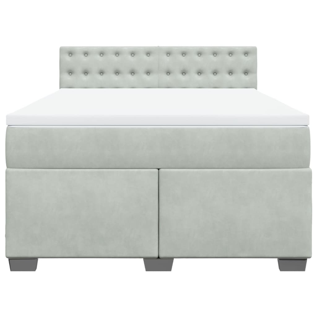 Boxspring met matras fluweel lichtgrijs 140x190 cm
