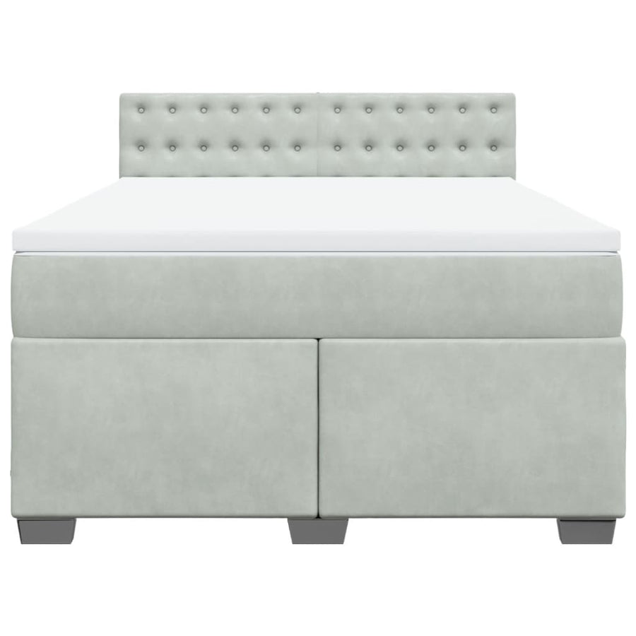 Boxspring met matras fluweel lichtgrijs 140x190 cm