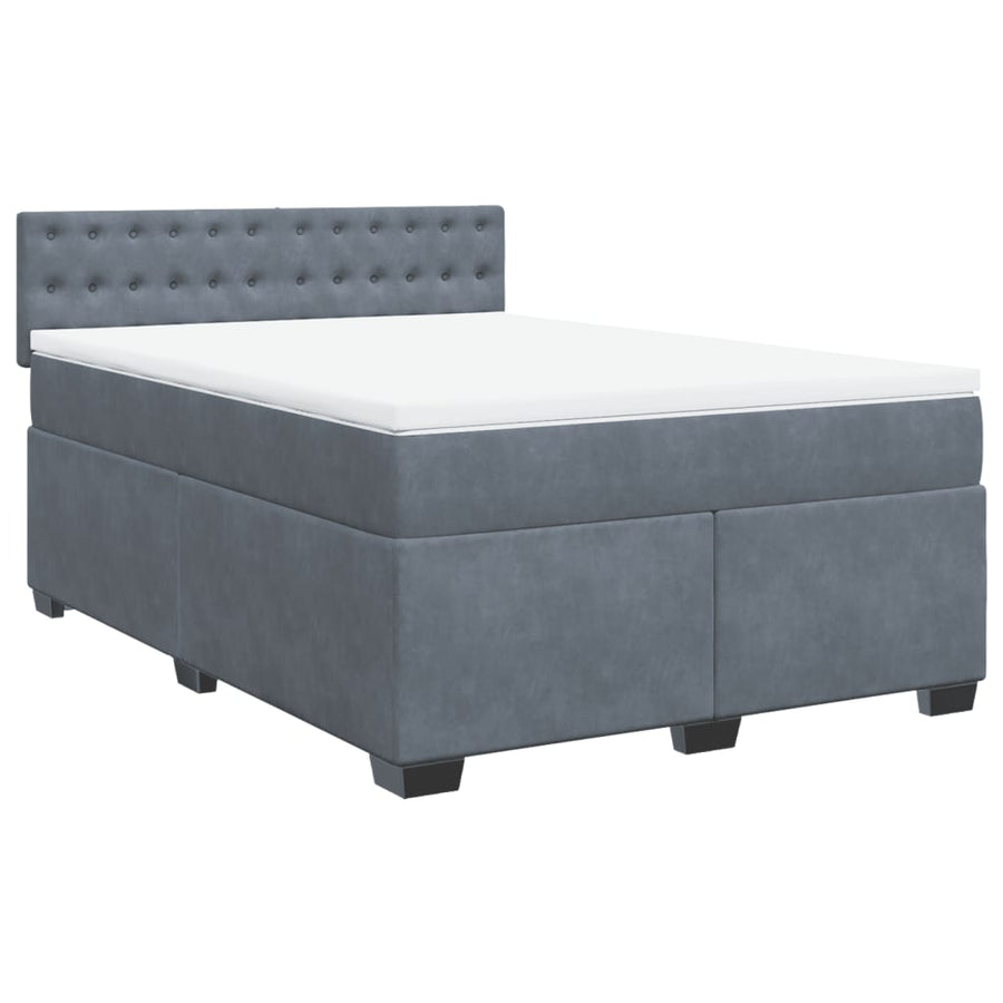 Boxspring met matras fluweel donkergrijs 140x190 cm