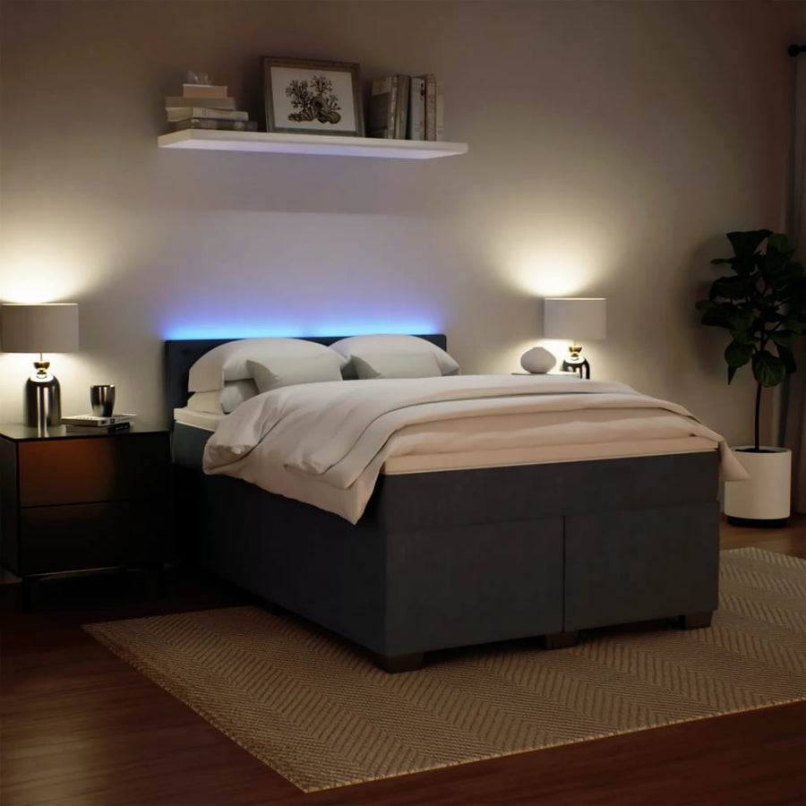 Boxspring met matras fluweel donkergrijs 140x190 cm