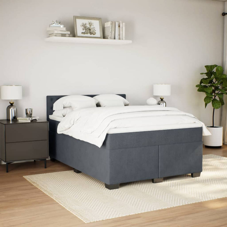 Boxspring met matras fluweel donkergrijs 140x190 cm