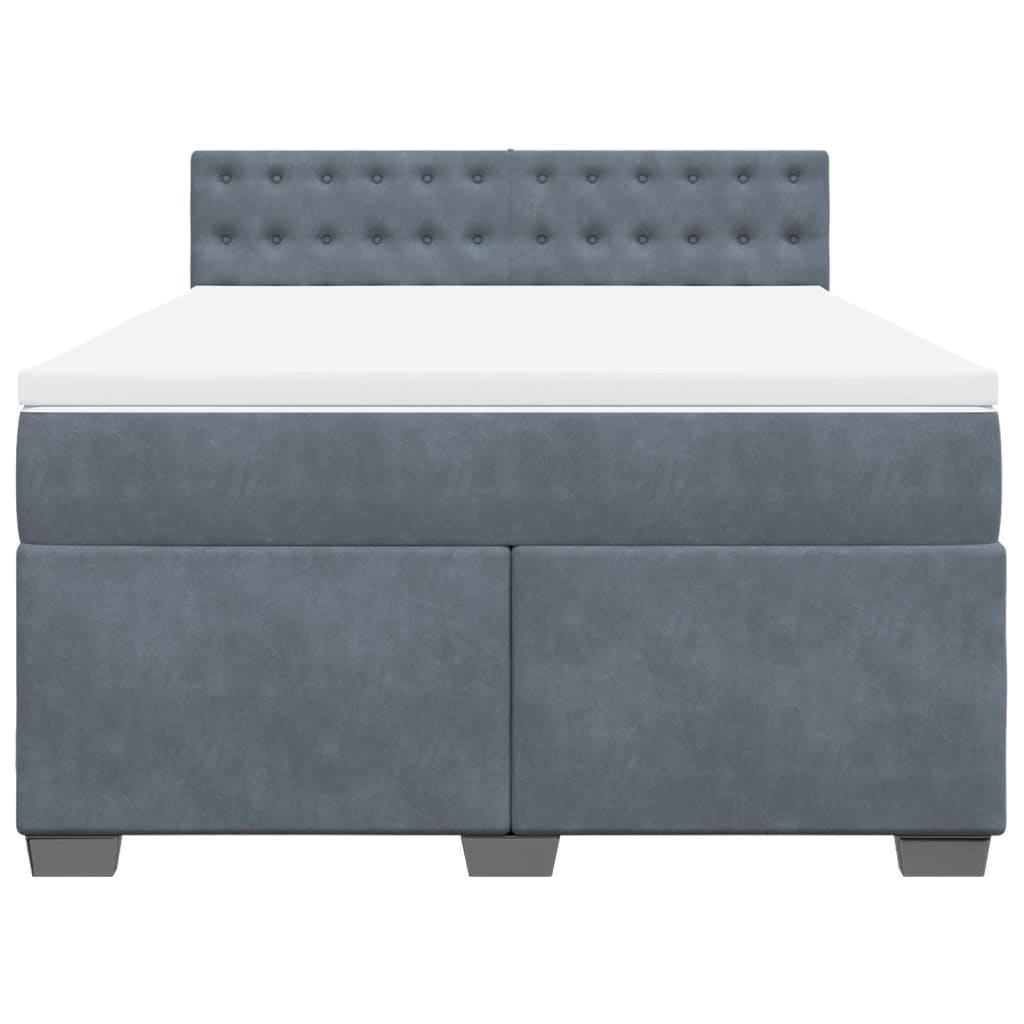 Boxspring met matras fluweel donkergrijs 140x190 cm