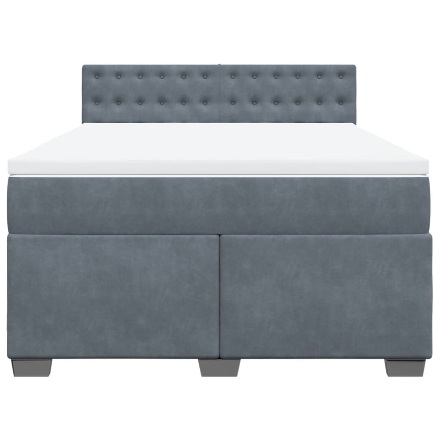 Boxspring met matras fluweel donkergrijs 140x190 cm