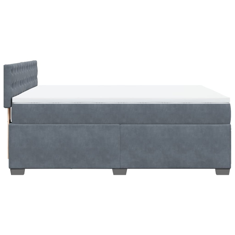 Boxspring met matras fluweel donkergrijs 140x190 cm