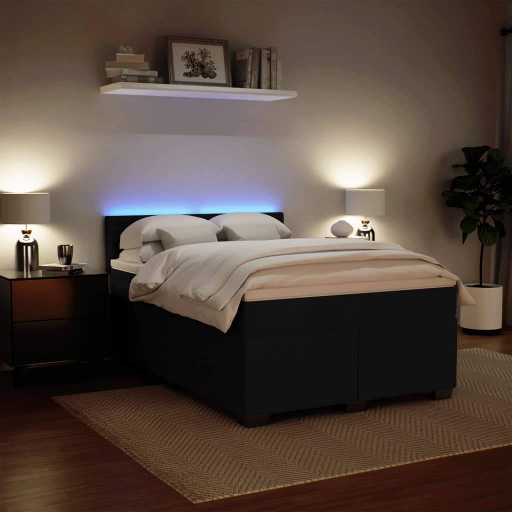 Boxspring met matras fluweel zwart 140x190 cm