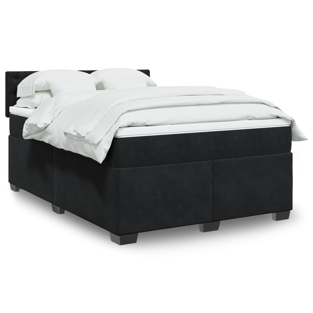 Boxspring met matras fluweel zwart 140x190 cm