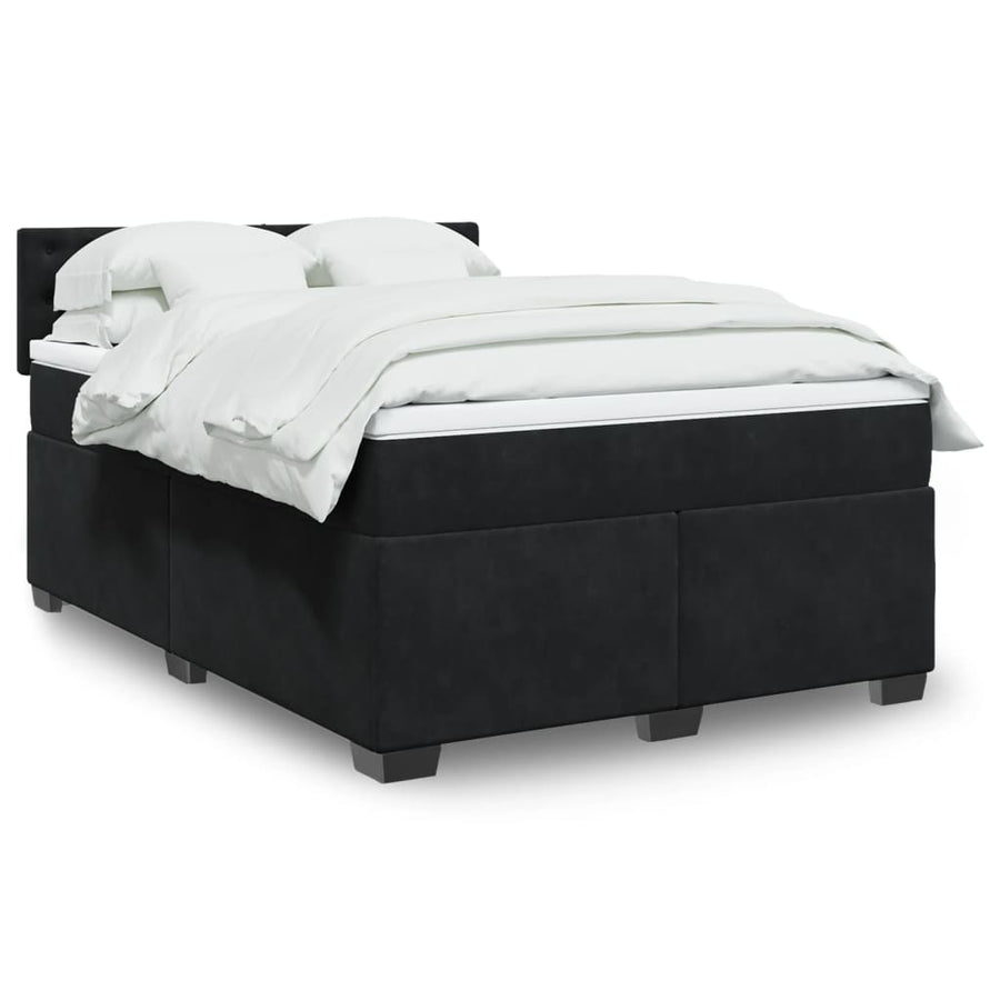 Boxspring met matras fluweel zwart 140x190 cm