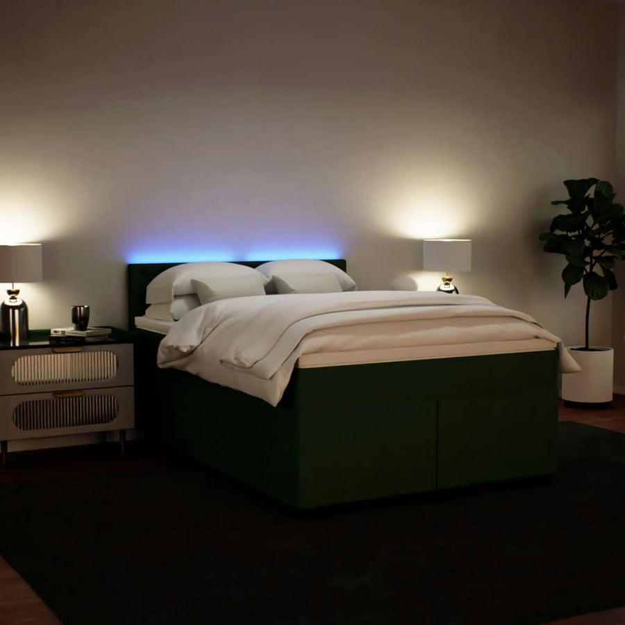 Boxspring met matras fluweel donkergroen 140x190 cm