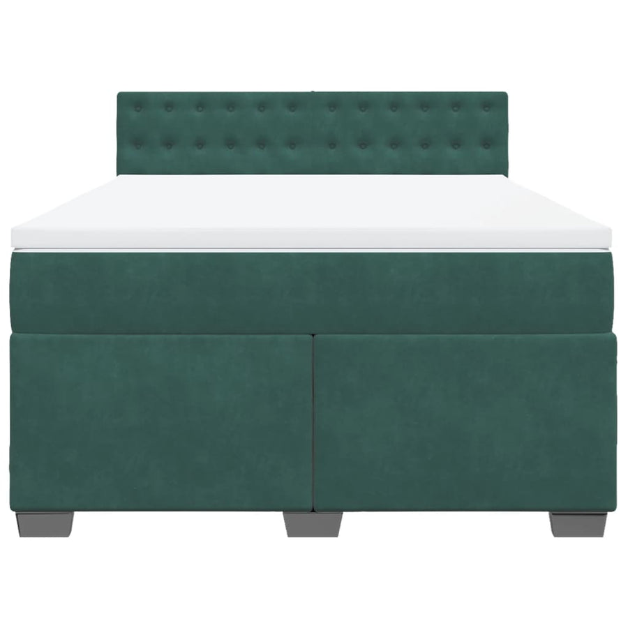 Boxspring met matras fluweel donkergroen 140x190 cm