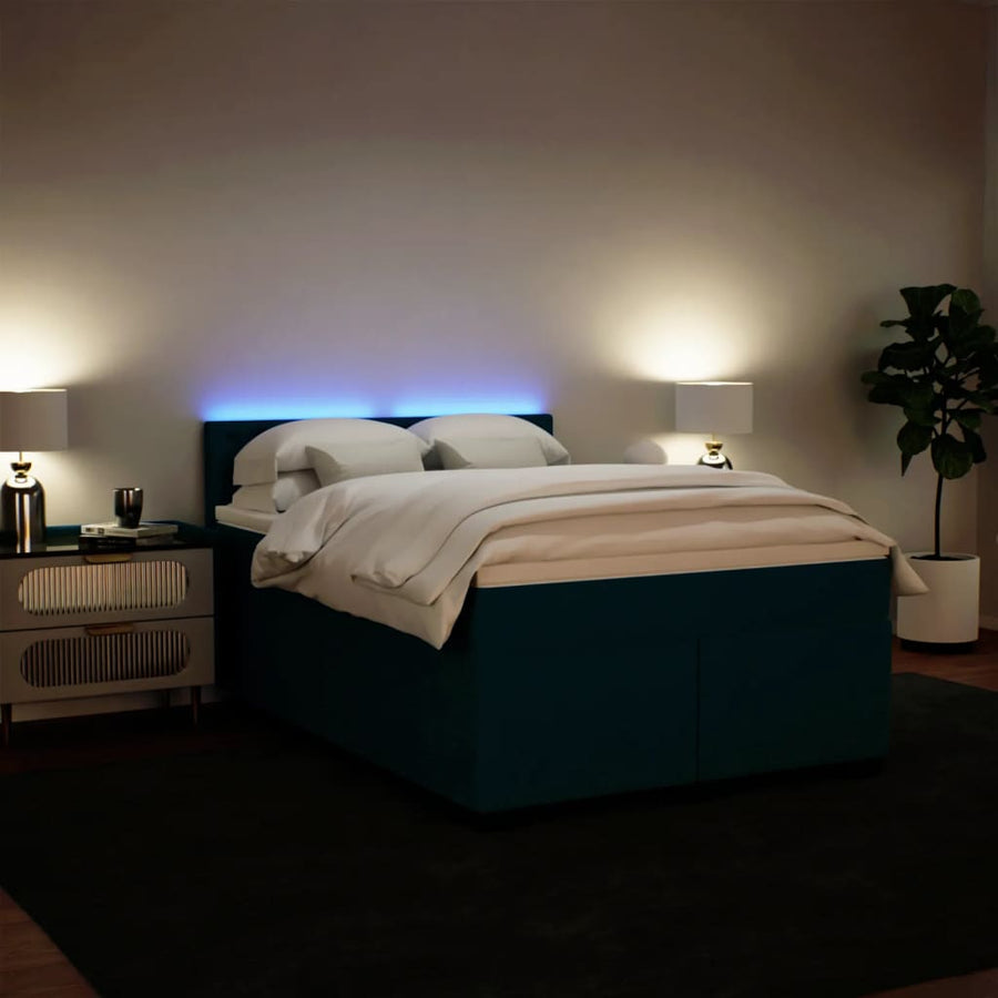 Boxspring met matras fluweel blauw 140x190 cm