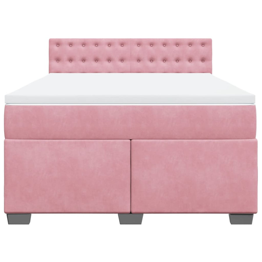 Boxspring met matras fluweel roze 140x190 cm