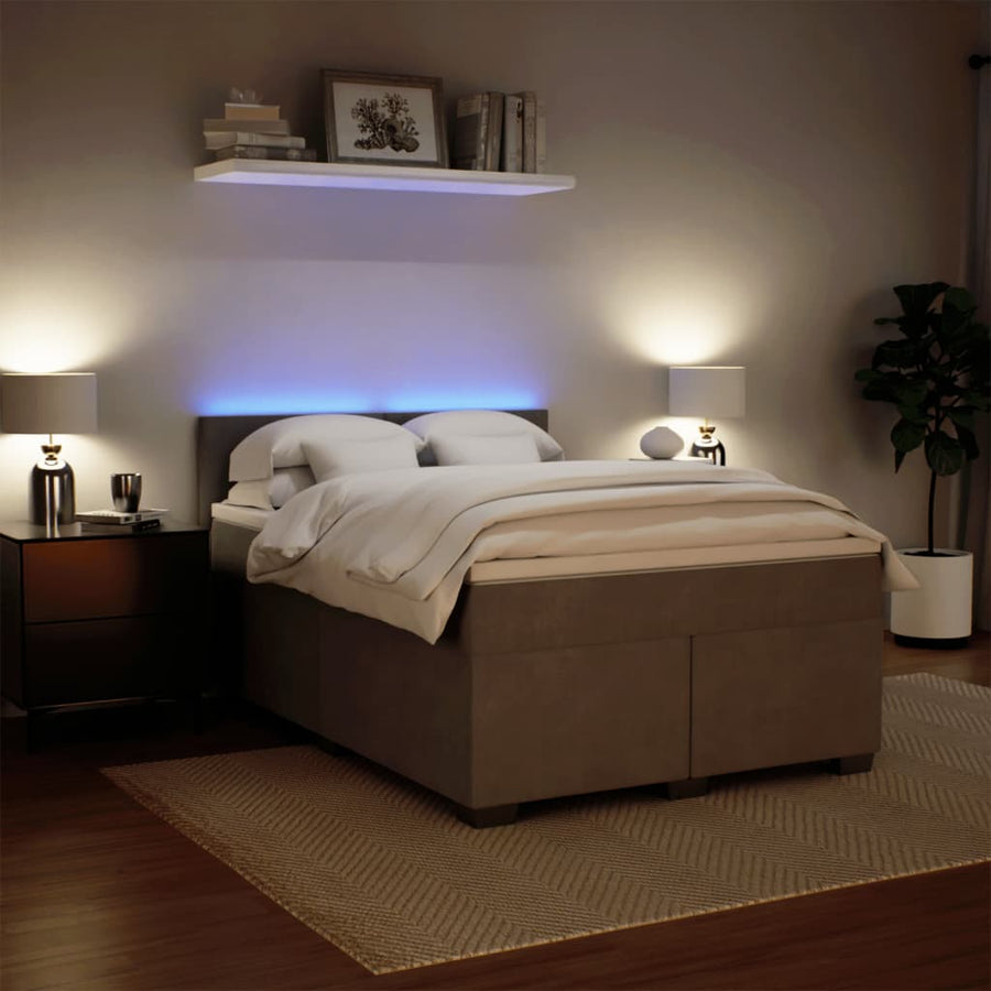 Boxspring met matras fluweel lichtgrijs 140x200 cm