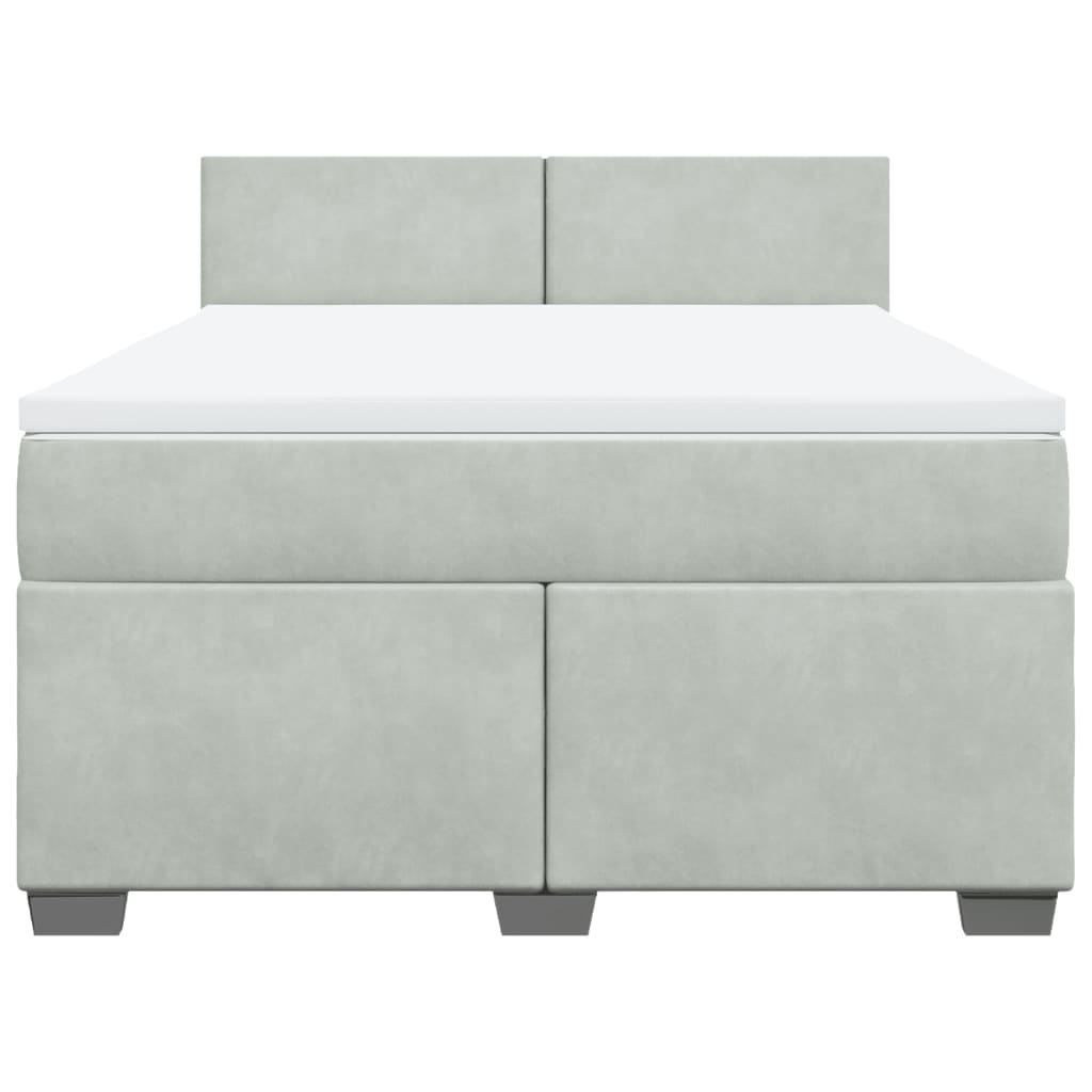 Boxspring met matras fluweel lichtgrijs 140x200 cm