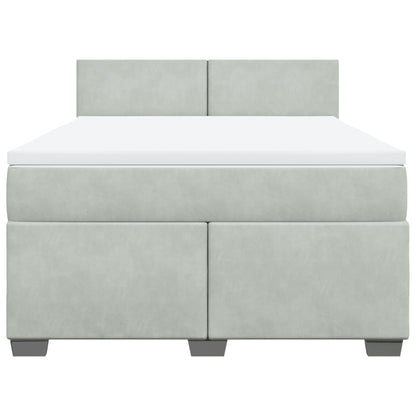 Boxspring met matras fluweel lichtgrijs 140x200 cm