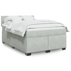 Boxspring met matras 140x200 cm lichtgrijs fluweel