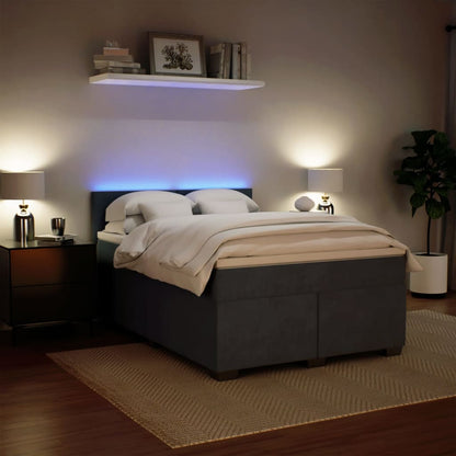Boxspring met matras fluweel donkergrijs 140x200 cm