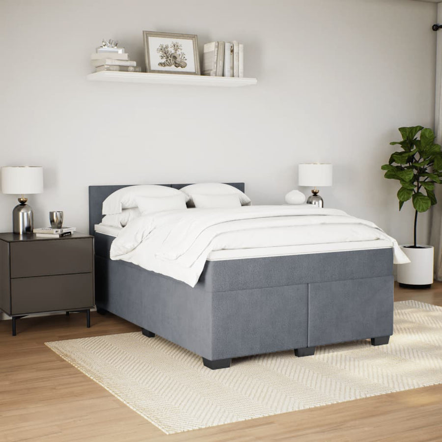 Boxspring met matras fluweel donkergrijs 140x200 cm