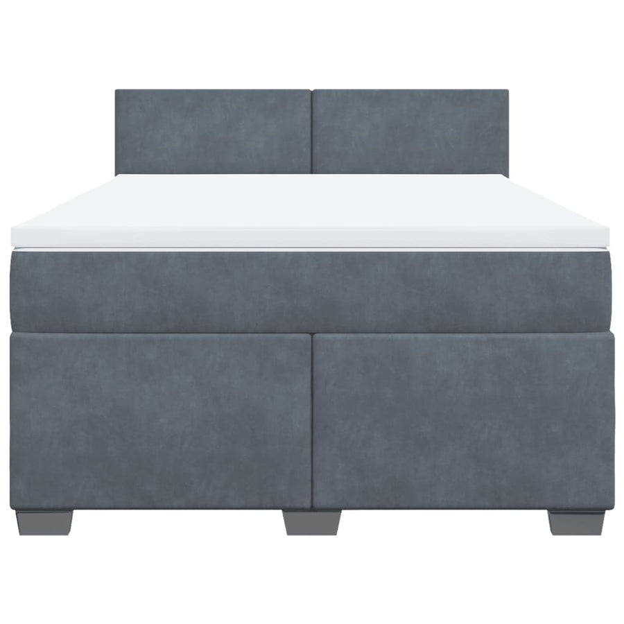 Boxspring met matras fluweel donkergrijs 140x200 cm